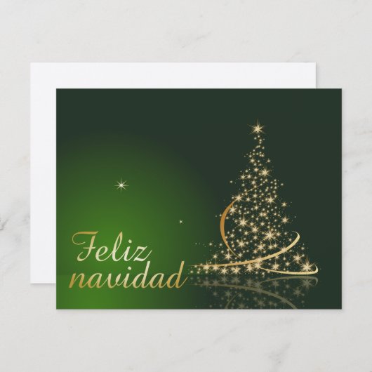 Motivo navideño verde con arbol de navidad einladung (Vorne/Hinten)