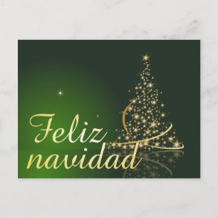 Motivo navideño verde con arbol de navidad. feiertagspostkarte