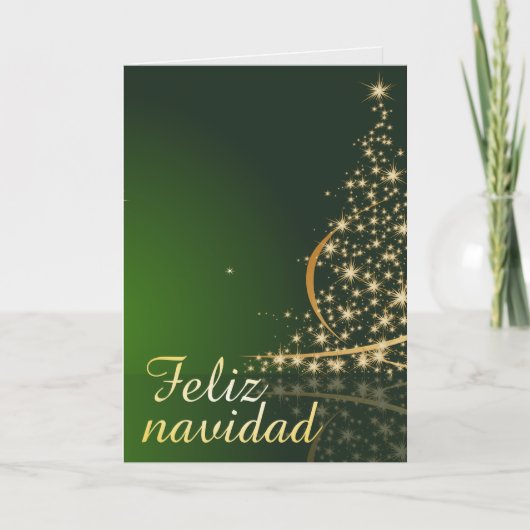 Motivo navideño verde con arbol de navidad. karte (Vorderseite)