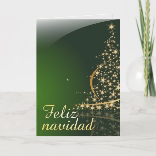 Motivo navideño verde con arbol de navidad. V2,0 Karte (Vorderseite)
