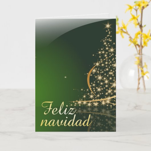 Motivo navideño verde con arbol de navidad. V2,0 Karte (Gelbe Blume)