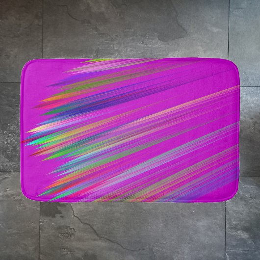 Motley abstract stripes on fuchsia color badematte