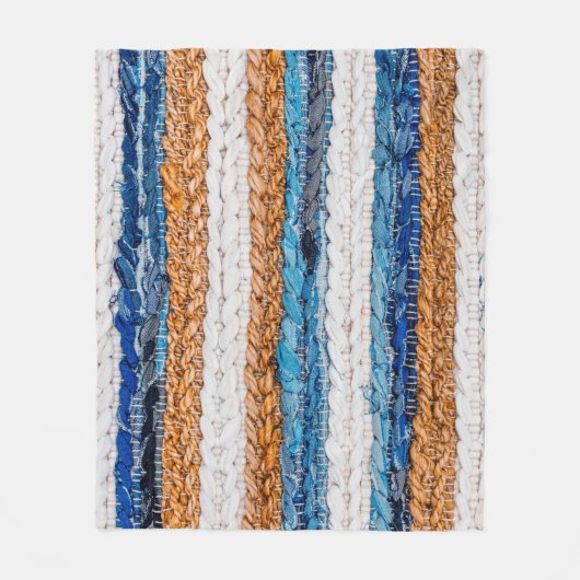 Motley Patchwork rug from denim jeans fabric, top Fleecedecke (Vorderseite)