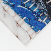 Motley Patchwork rug from denim jeans fabric, top Fleecedecke (Ecke)
