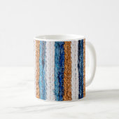 Motley Patchwork Teppich aus Jeans-Stoff, oben  Kaffeetasse (VorderseiteRechts)