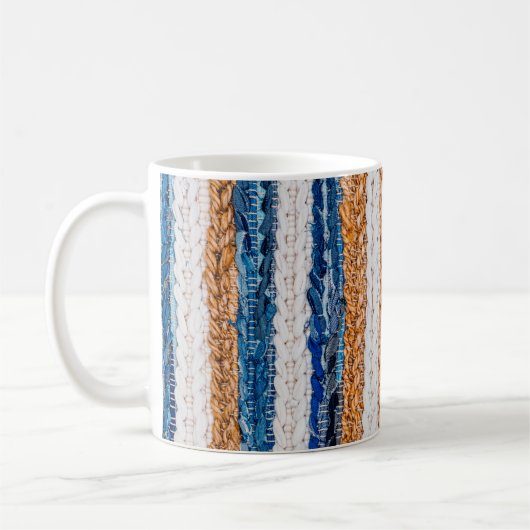 Motley Patchwork Teppich aus Jeans-Stoff, oben  Kaffeetasse (Links)