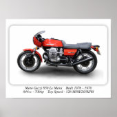 Moto Guzzi 850 Le Mans 1976 Motorrad - A3 Größe Poster (Vorne)