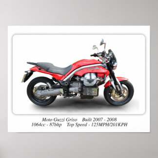 Moto Guzzi Griso Motorrad - A3-Großdruckplakat Poster