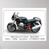Moto Guzzi V11 Sport Motorrad - A3 Großdruck Poster (Vorne)