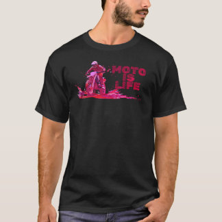 Moto Is Life Motorradfahrer T-Shirt (Neon)