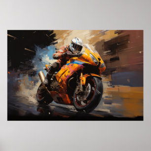 Moto Race Action Sport Malerei Abstrakte Art Deco Poster