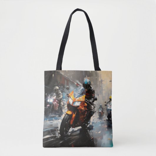 Moto Race Action Sport Malerei Abstrakte Art Deco Tasche (Vorderseite)