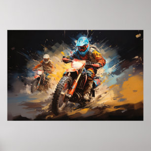 Motocross Action Sport Malerei Abstrakte Art Deco Poster