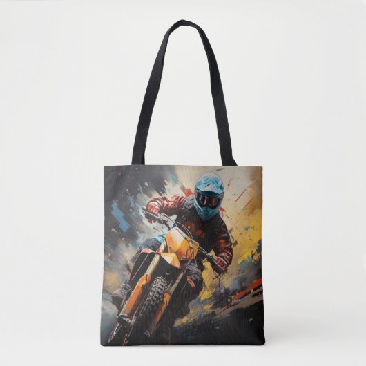 Motocross Action Sport Malerei Abstrakte Art Deco Tasche (Vorderseite)