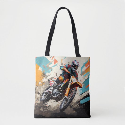 Motocross Action Sport Malerei Abstrakte Art Deco Tasche (Vorderseite)