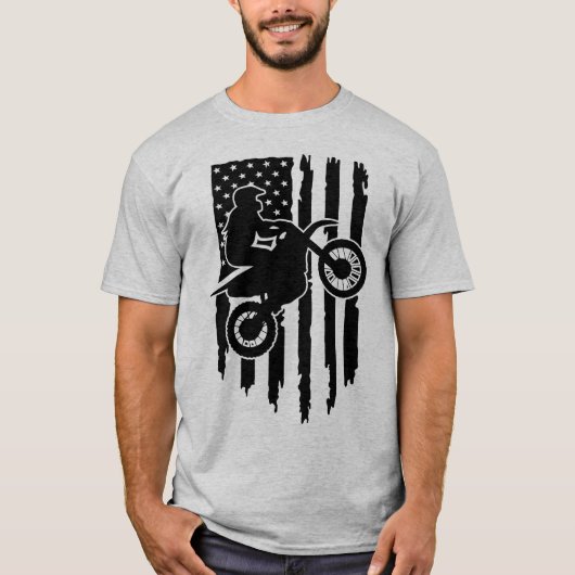 Motocross American Flag T - Shirt (Vorderseite)