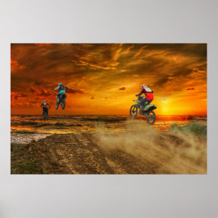 Motocross bei Dämmerung Poster