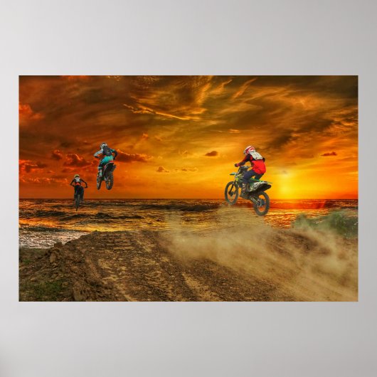 Motocross bei Dämmerung Poster (Vorne)