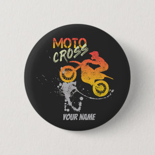 Motocross Biker for Motorbike and Motorcycle vinta Button