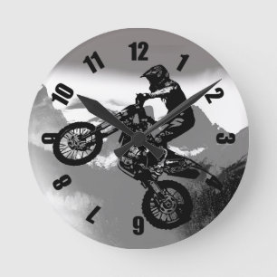 Motocross Biker - Rocky Mountains Runde Wanduhr