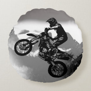 Motocross Biker - Rocky Mountains Rundes Kissen