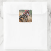 Motocross Birthday Quadratischer Aufkleber (Tasche)