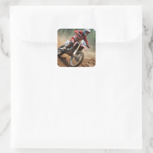 Motocross Birthday Quadratischer Aufkleber (Tasche)