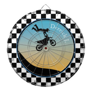 Motocross Checked Dart Board Dartscheibe