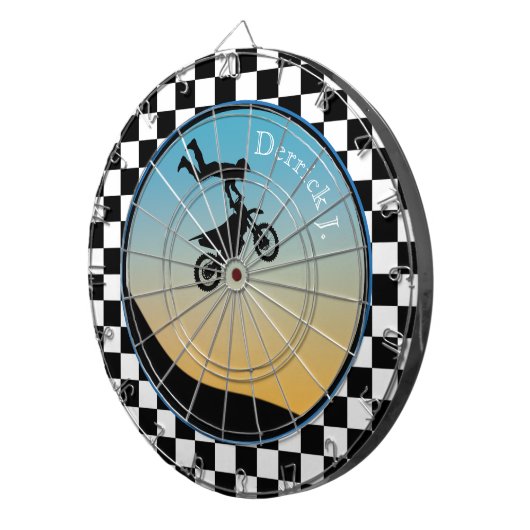 Motocross Checked Dart Board Dartscheibe (Vorderseite rechts)