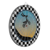 Motocross Checked Dart Board Dartscheibe (Vorderseite Links)