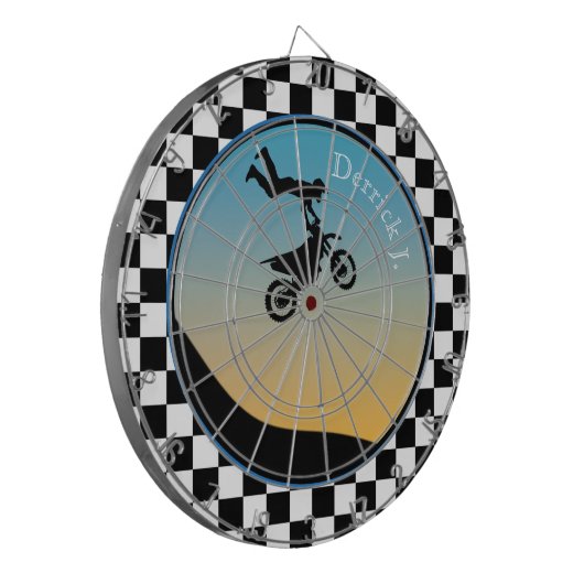 Motocross Checked Dart Board Dartscheibe (Vorderseite Links)