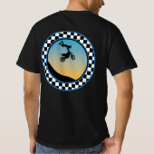 Motocross Checked Round Design T-Shirt (Rückseite)