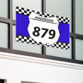 Motocross Custom Dirt Bike Number Plate auf blau Banner (Äußeres Gebäude)