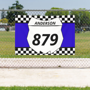 Motocross Custom Dirt Bike Number Plate auf blau Banner