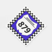 Motocross Custom Dirt Bike Number Plate auf blau Serviette (Ecke)