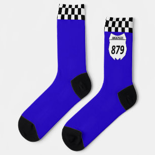 Motocross Custom Dirt Bike Number Plate auf blau Socken