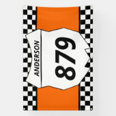 Motocross Custom Dirt Bike Number Plate auf Orange Banner (Vertikal)