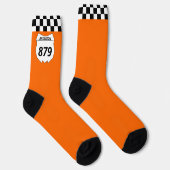 Motocross Custom Dirt Bike Number Plate auf Orange Socken (Rechts)