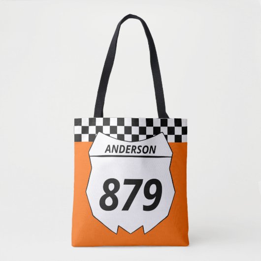 Motocross Custom Dirt Bike Number Plate auf Orange Tasche (Vorderseite)