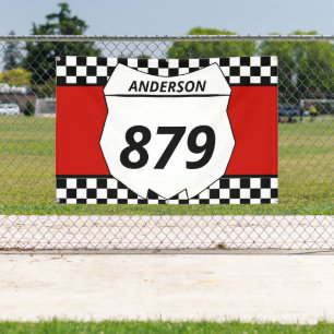 Motocross Custom Dirt Bike Number Plate auf Red Banner