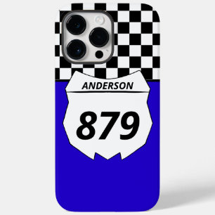 Motocross Custom Dirt Bike Number Plate on Blue Case-Mate iPhone 14 Pro Max Hülle
