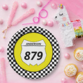 Motocross Custom Dirt Bike Nummernschild auf Gelb Pappteller (Party)