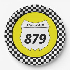 Motocross Custom Dirt Bike Nummernschild auf Gelb Pappteller