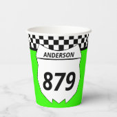Motocross Custom Dirt Bike Nummernschild auf Green Pappbecher (Rückseite)