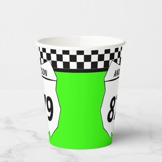 Motocross Custom Dirt Bike Nummernschild auf Green Pappbecher (Links)