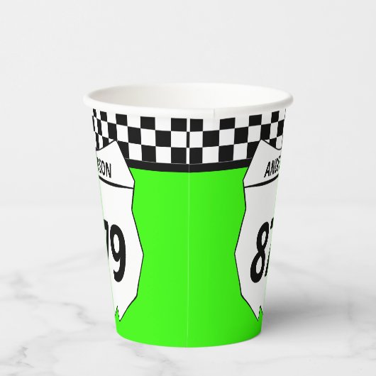 Motocross Custom Dirt Bike Nummernschild auf Green Pappbecher (Rechts)