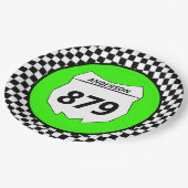 Motocross Custom Dirt Bike Nummernschild auf Green Pappteller (Schrägansicht)