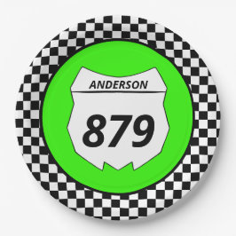 Motocross Custom Dirt Bike Nummernschild auf Green Pappteller