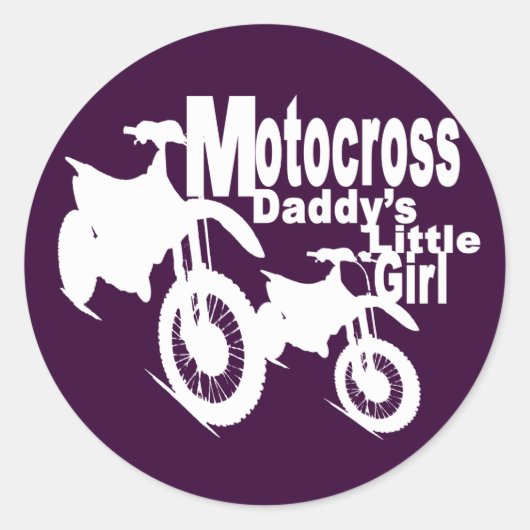 Motocross Daddys Mädchen Runder Aufkleber (Vorderseite)