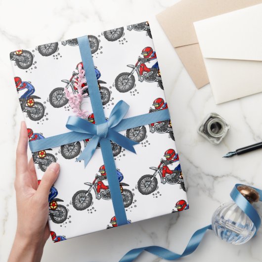 Motocross Dirt Bike Birthday Party Wrapping Paper Geschenkpapier (Schenken)